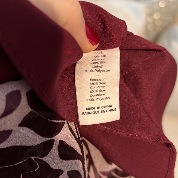 Cinq a Sept Maroon Silk Floral Dress 0 - Picture 11 of 11